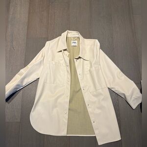 Zara Leather Button Down Shirt, size M